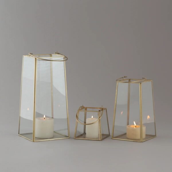 Brass & Glass Tapered Lantern